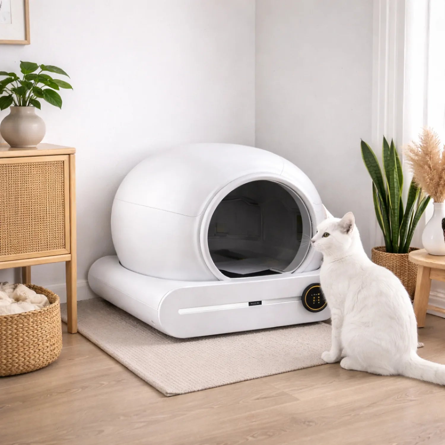 Litière automatique chat connectée 65L - app mobile et suivi du poids