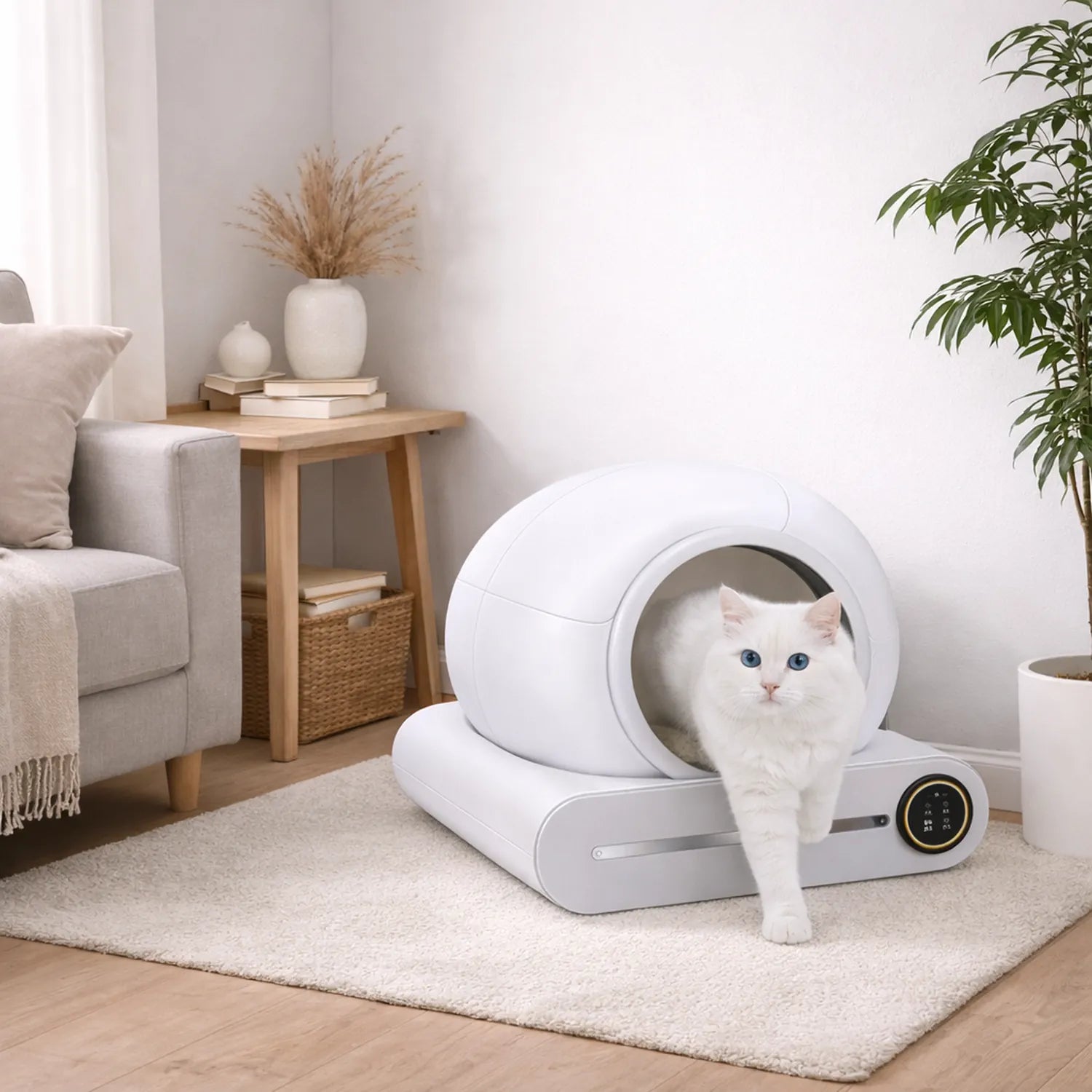 Litière automatique chat connectée 65L - app mobile et suivi du poids