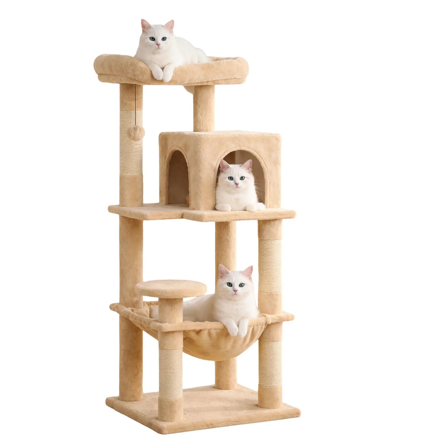 Arbre à chat 116 cm multi-niveaux - hamac, niche et griffoirs