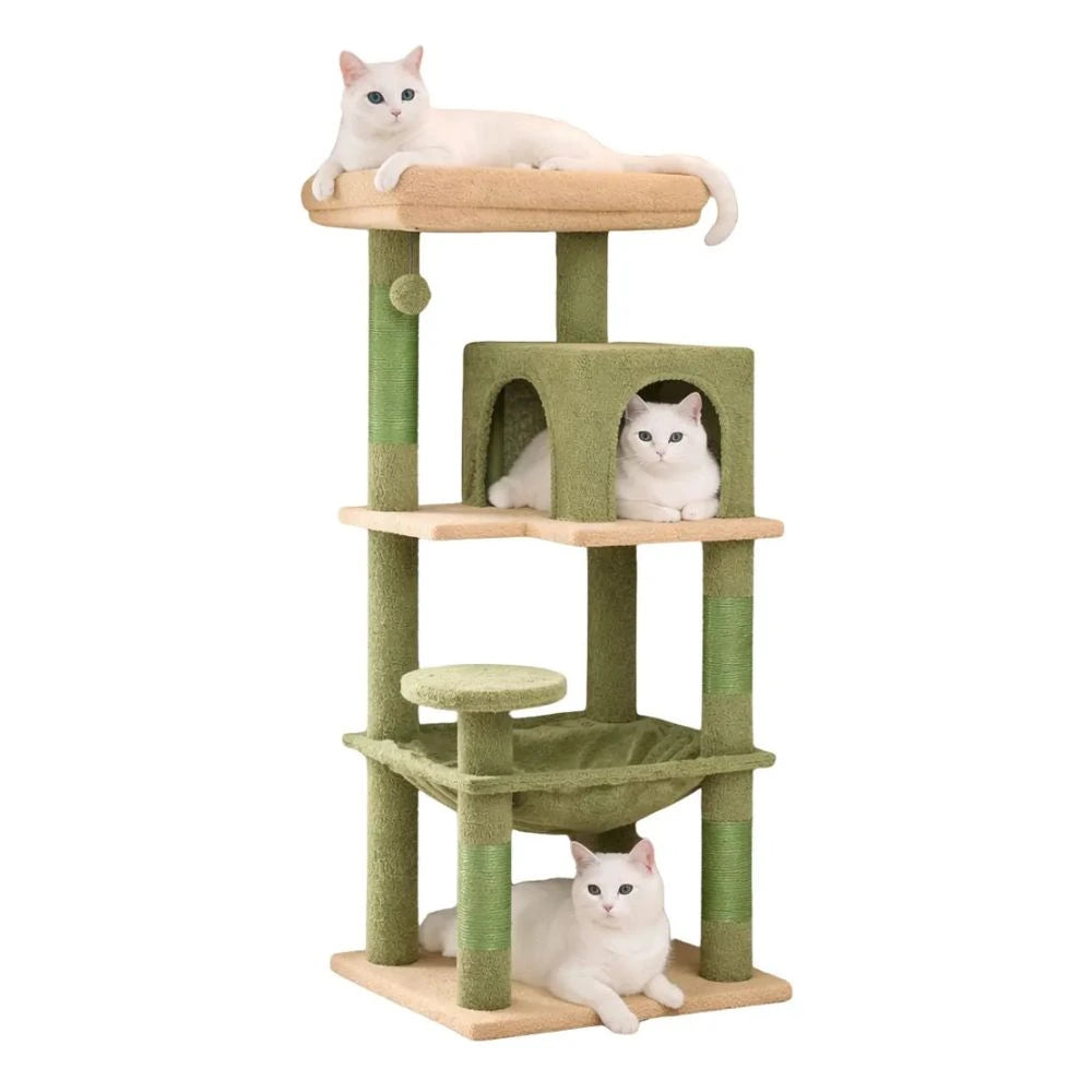 Arbre à chat 116 cm multi-niveaux - hamac, niche et griffoirs