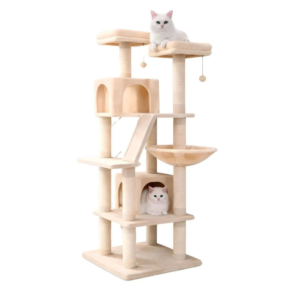 Arbre à chat XXL 180 cm multi-niveaux - niches, hamac et griffoirs