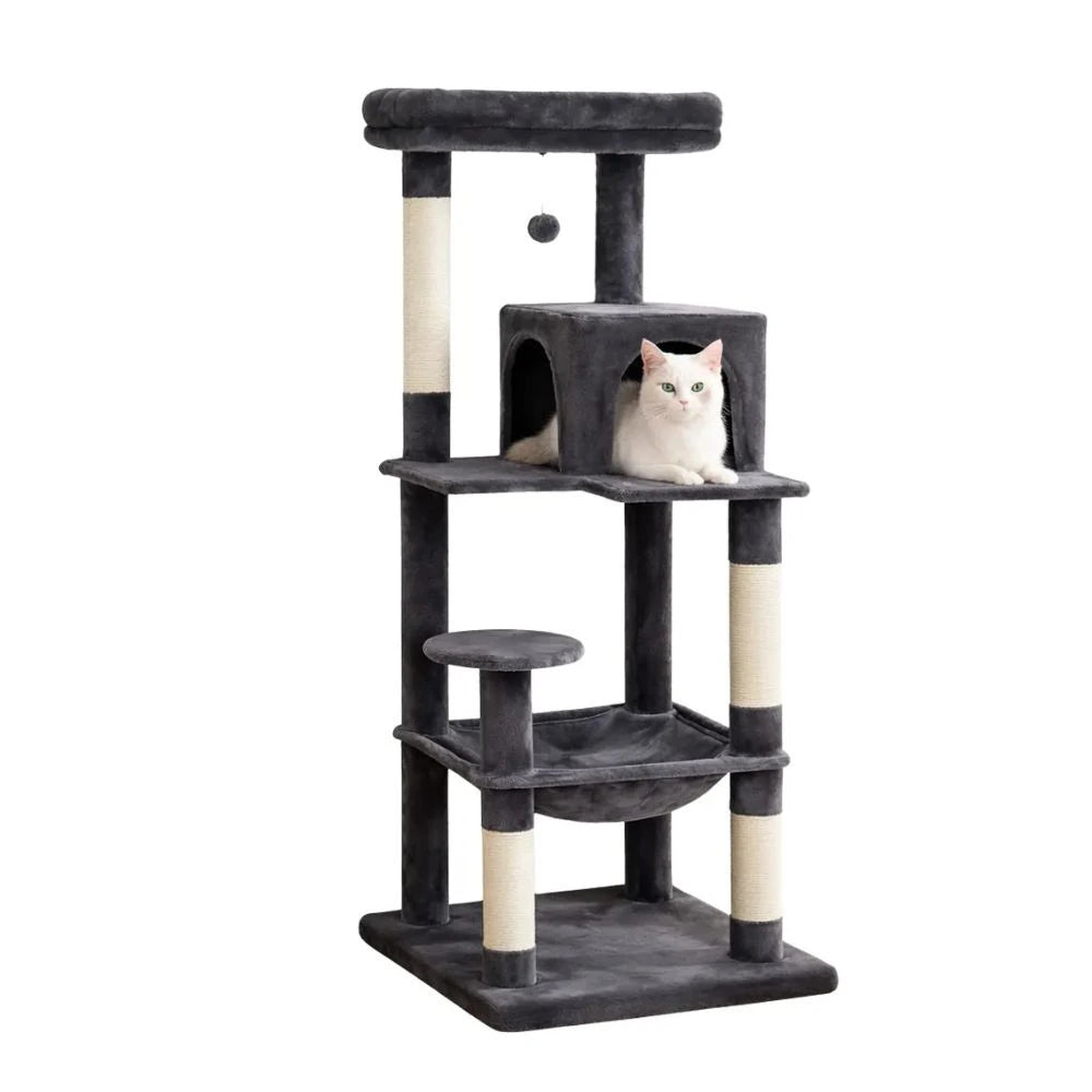Arbre à chat XL 143 cm multi-niveaux - hamac, niche et plateformes