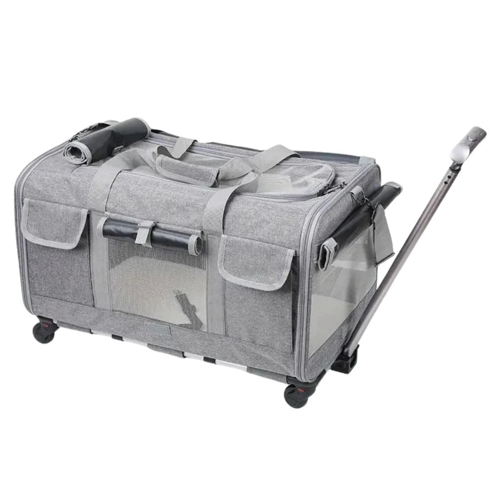 Sac de transport chat à roulettes style valise - confortable et pratique